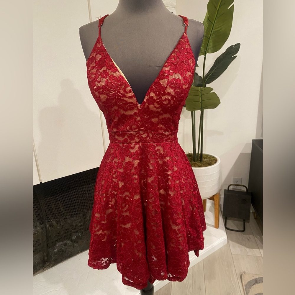 Elegant Red Lace Dress